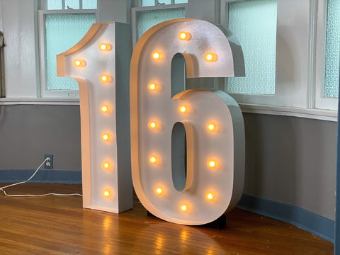 Large Marquee Numbers 4ft Tall 5ft Tall | Giant Light Up Numbers | Birthday Numbers | Large Number Light | LED Letter Lights