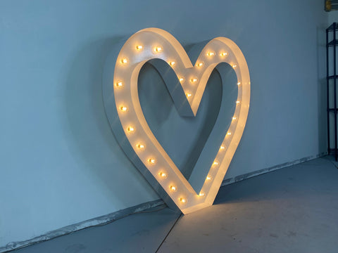 Giant 4ft tall Marquee Heart Shape Symbol | Light Up Marquee Heart (Hollow Heart)