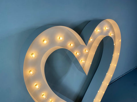 Giant 4ft tall Marquee Heart Shape Symbol | Light Up Marquee Heart (Hollow Heart)