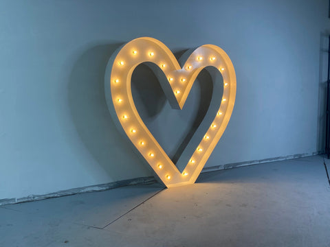 Giant 4ft tall Marquee Heart Shape Symbol | Light Up Marquee Heart (Hollow Heart)