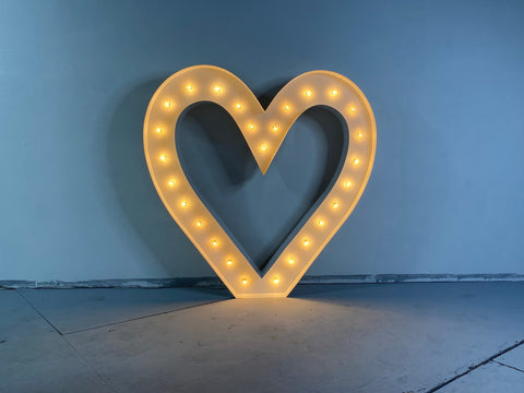 Giant 4ft tall Marquee Heart Shape Symbol | Light Up Marquee Heart (Hollow Heart)