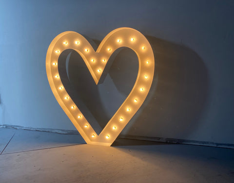 Giant 4ft tall Marquee Heart Shape Symbol | Light Up Marquee Heart (Hollow Heart)