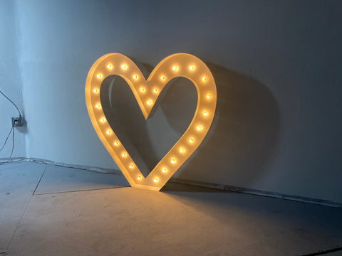 Giant 4ft tall Marquee Heart Shape Symbol | Light Up Marquee Heart (Hollow Heart)