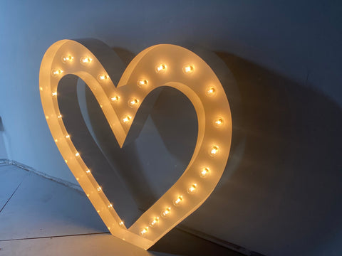 Giant 4ft tall Marquee Heart Shape Symbol | Light Up Marquee Heart (Hollow Heart)