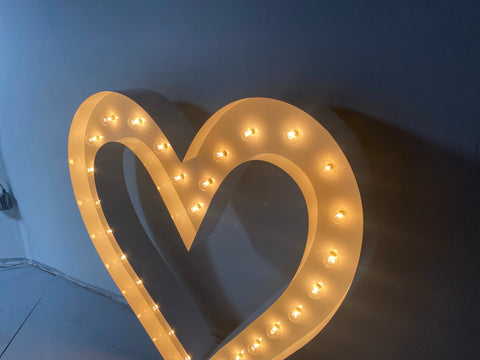 Giant 4ft tall Marquee Heart Shape Symbol | Light Up Marquee Heart (Hollow Heart)