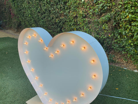 Giant 4ft tall Marquee Heart Shape Symbol | Light Up Marquee Heart