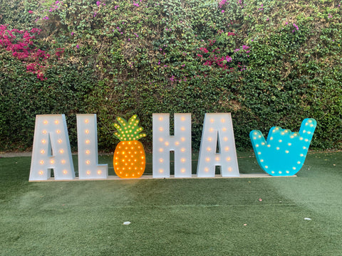 Giant Pineapple Light Up Sign | Custom Marquee Sign | Hawaiian Theme Wedding Birthday Decoration