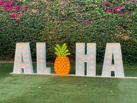 Giant Pineapple Light Up Sign | Custom Marquee Sign | Hawaiian Theme Wedding Birthday Decoration